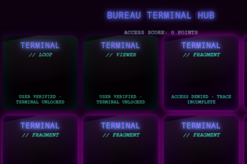 Onioncore UI example: glitch title with magenta and cyan shadows